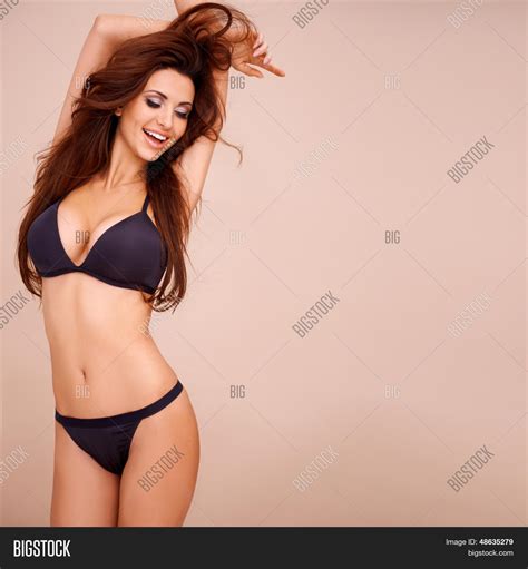 Sexy Laughing Woman Black Lingerie Image Photo Bigstock