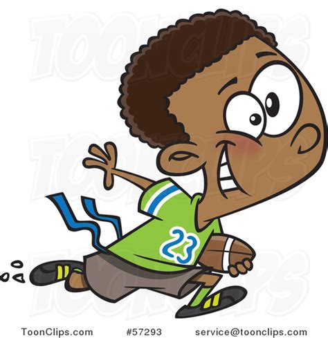 Cartoon Black Boy Playing Flag Football 57293 By Ron Leishman