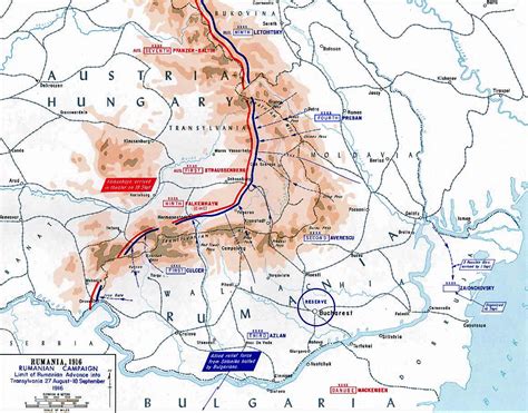 Map Of Wwi Romanian Campaign Aug 27 Sep 18 1916
