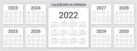 Spanish Calendar 2022 2023 2024 2025 2026 2027 2028 2029 2030