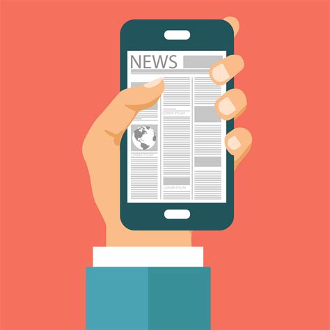 On Line News Concept Read Newspaper On Your Smart Phone Download Free Vectors Clipart