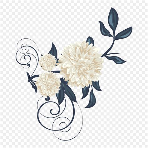 Ilustrasi Vektor Ornamen Bunga Putih Antik Yang Indah Bunga Floral