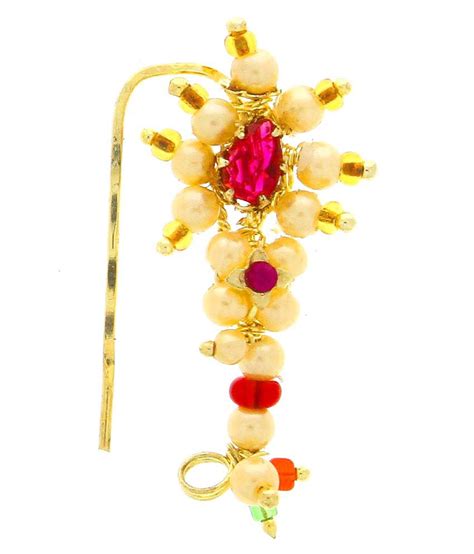 Anuradha Art Golden Colour Traditional Maharashtrian Nath Nose Ring