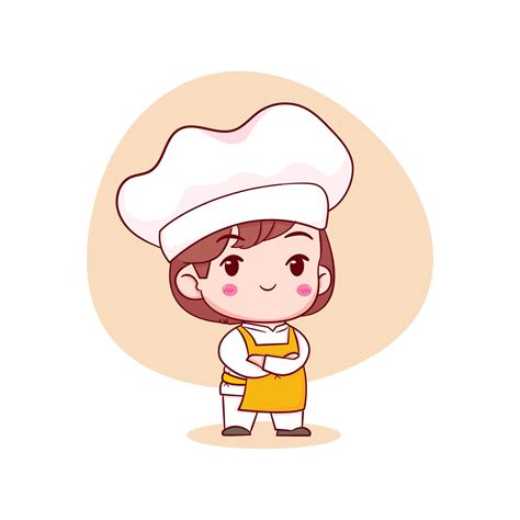 Cute Cartoon Logo Character Of Chef Hand Drawn Chibi Character