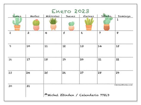 Calendario Enero De 2023 Para Imprimir “45ld” Michel Zbinden Ar
