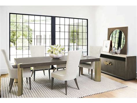 .diningroomsoutlet.com, featuring criteria dining room collection table, stools, server and dining set by bernhardt furniture. Bernhardt Profile Dining Room Set | BH378222SET1