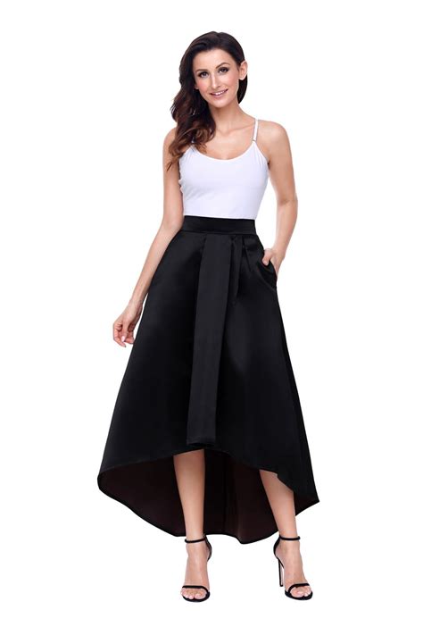 Black High Low Hem Prom Asymmetric Skirt Maxi Prom Skirt