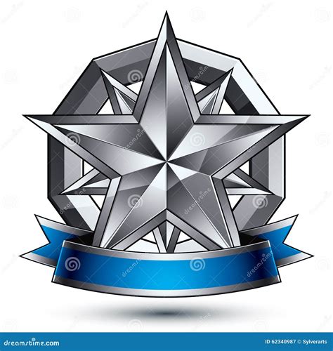 Glamorous Vector Template With Polygonal Silver Star Symbol Stock