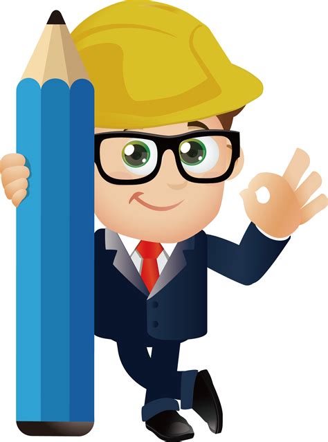 Cartoon Construction Worker Engineer Transparent Background Png Clipart