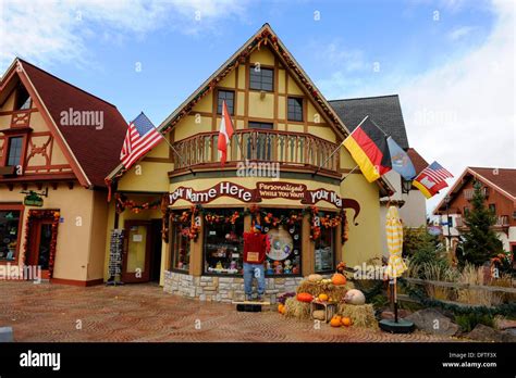 Frankenmuth Michigan Bavarian Village Shopping District During Autumn