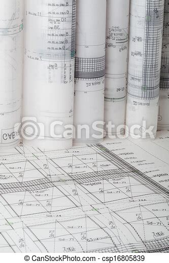 Blueprints Closeup Of A Different Architect Blueprints Canstock