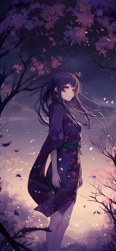 Girl Purple Anime Wallpapers Anime Girl Wallpapers For Iphone Anime