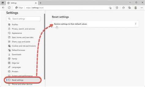 How To Reset To Default Settings Of The Microsoft Edge