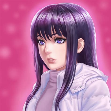 Wallpaper Anime Girl Purple Hair Semi Realistic