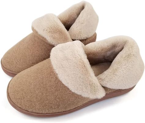 Bootie Slippers For Women Memory Foam Comfy Fuzzy Fur Lining Ankle