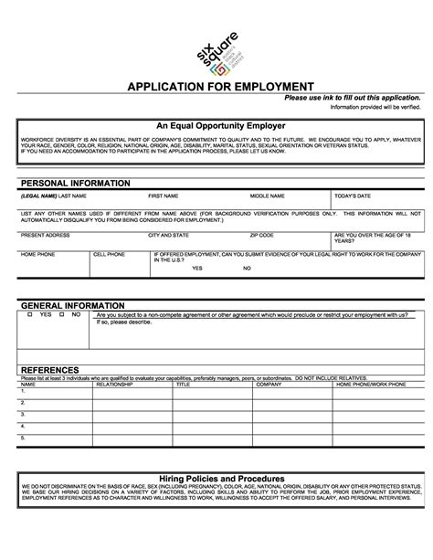 50 Free Employment Job Application Form Templates Printable