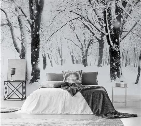 3d Snow Forest Wallpaper Mural For Living Room Bedroom Sofa Tv
