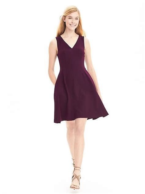 Pretty Color Dress V Neck Fit And Flare Dress Banana Republic Fit
