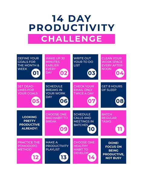 Free Productivity Planner Printable Download 14 Day Challenge