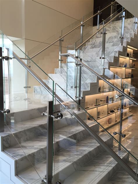 Glass Railing With Stainless Steel Glass Clamps Home Stairs Design