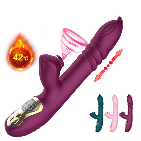 Telescopic Thrusting Sucking Vibrator For Woman Big Dildo Heating Clit