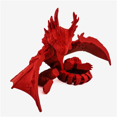 10” Dragon 3d Print Articulated Forest Red Dragon Stl Raki Taki