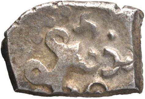 Punch Marked Silver One Quarter Karshapana Coin Of Saurashtra Janapada