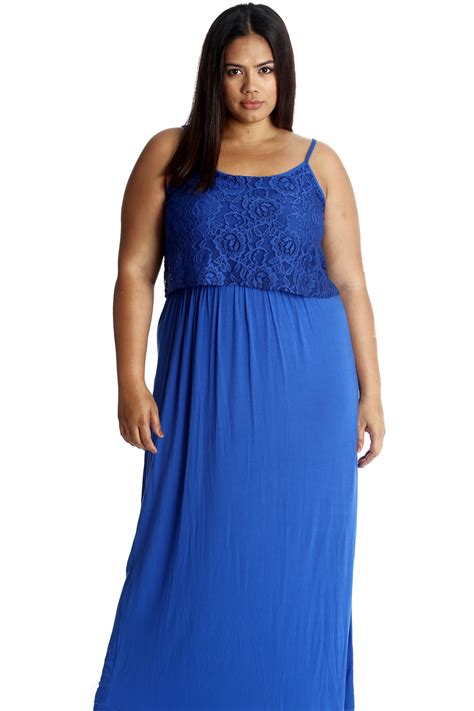 New Womens Dress Plus Size Maxi Ladies Floral Lace Full Length Sleeveless Summer Ebay