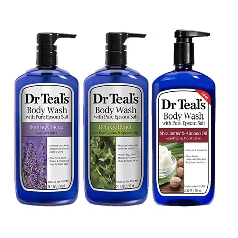 Dr Teals Body Wash Variety T Set 3 Bottles 24 Oz Ea