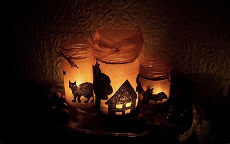 Free Download Halloween Night Lights In Bottles Hd Wallpaper Hd