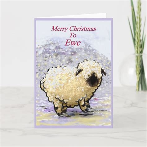 Valais Blacknose Sheep Merry Christmas Holiday Card