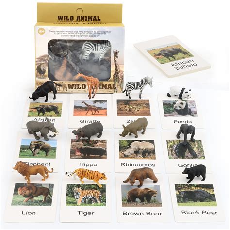 Buy Mini Animal Figures With Flash Cards Realistic Animal Figurines