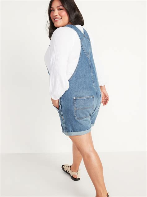 slouchy straight non stretch workwear jean short overalls for women 3 5 inch inseam old navy