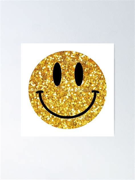 Gold Glitter Smiley Face Poster For Sale By Flareapparel Redbubble