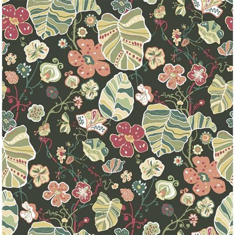 2903 25811 Gwyneth Dark Green Floral Wallpaper By A Street Prints