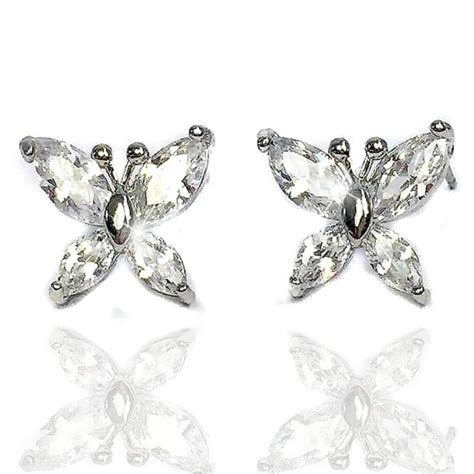Lemonade Crystal Sparkly Butterfly Stud Earrings