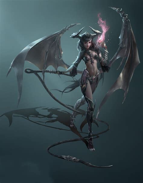 Winged Tiefling Female Fantasy Art Women Fantasy Demon Fantasy Girl