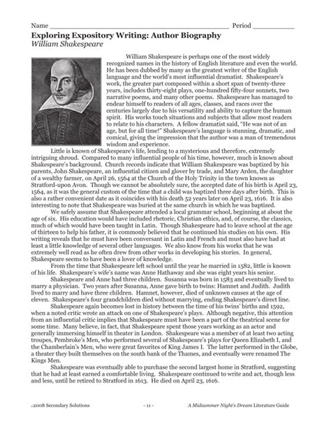 Shakespeare Biography Info Text