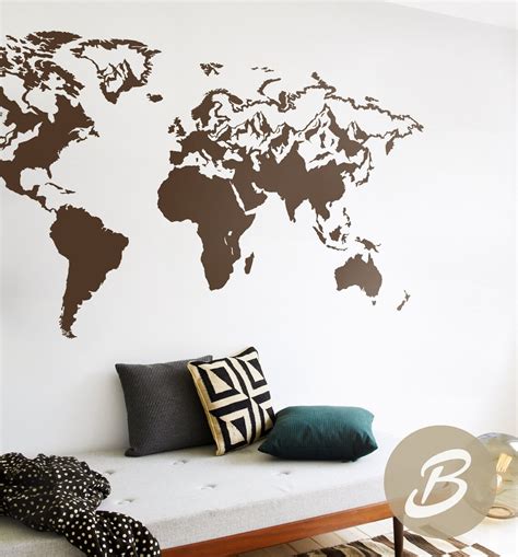 Map Of The World Decal Wall Map Decal World Map Sticker World Etsy