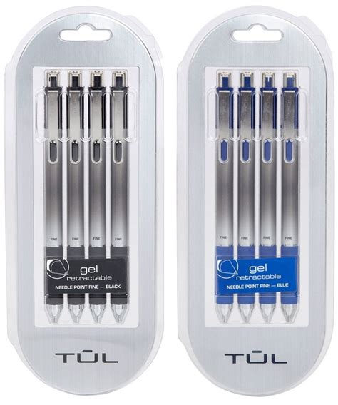 Tul Retractable Gel Pens 05mm Needle Point Fine Blackblue Bundle 2