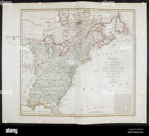 Norteamérica Bowles Grabado El Mapa De Los Estados Unidos 1783 Con