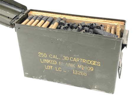 Lot 250 Rounds 30 Cal Linked Blanks M1909