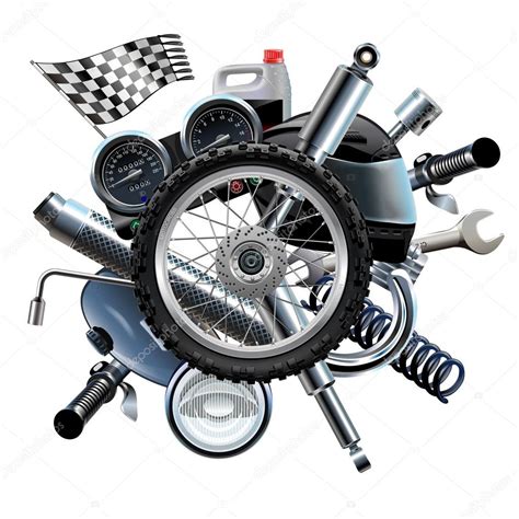 Vector Motorcycle Spares With Wheel Stock Vector By ©dashadima 87347998
