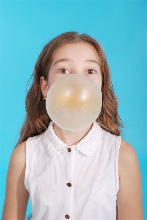 Girl Blowing A Big Bubble Gum Bubble Stock Image Image Of Attractive Beauty 84248375