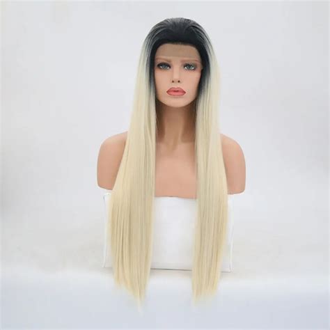 Charisma Ombre Blonde Hair Color With Dark Roots Synthetic Lace Front