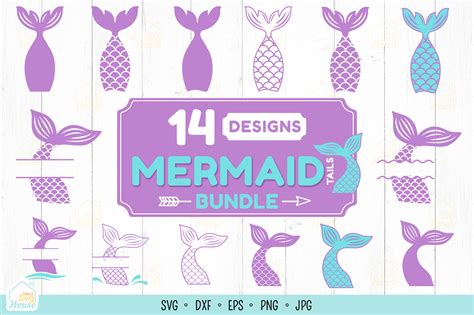 Mermaid Tails Svg Bundle Split Monogram Graphic By Veczsvghouse
