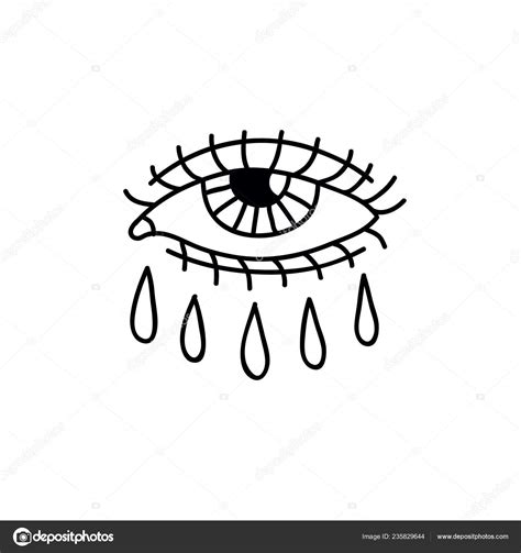 Crying Eye Illustration Traditional Tattoo Flash Stock Vector Image By