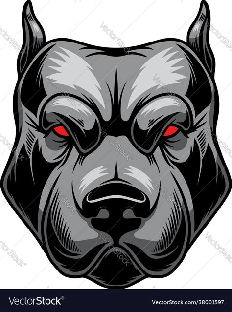 Angry Pitbull Head Design Element For Logo Label Vector Image