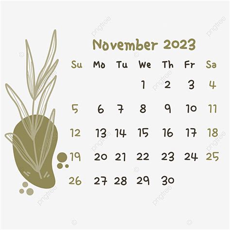 November 2023 Calendar Png Image Download 2023 Aesthetic Calendar