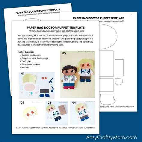 Paper Bag Doctor Puppet Template Artsy Craftsy Mom